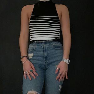 Free people black and white crop top
